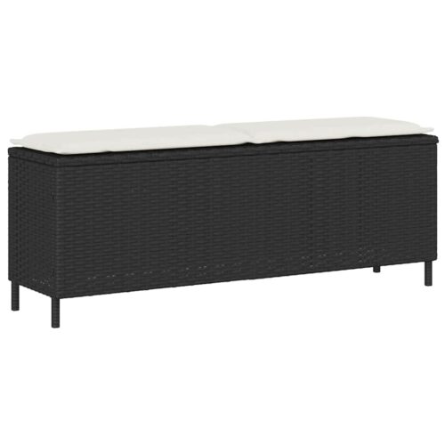 Garden Bench with Cushion Black 110x30x40.5cm Poly Rattan - Image 2