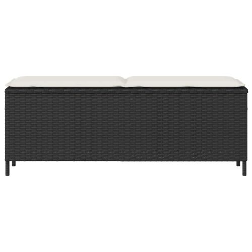 Garden Bench with Cushion Black 110x30x40.5cm Poly Rattan - Image 4