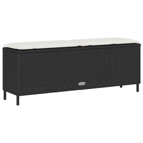 Garden Bench with Cushion Black 110x30x40.5cm Poly Rattan - Image 6
