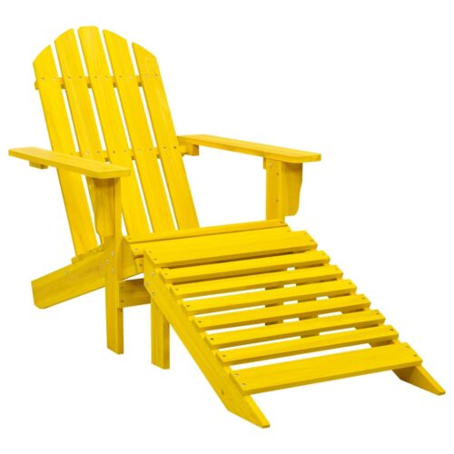 Garden Adirondack Chair with Ottoman Solid Fir Wood Yellow - Image 2