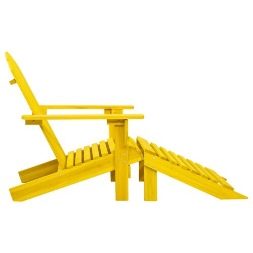 Garden Adirondack Chair with Ottoman Solid Fir Wood Yellow - Image 3