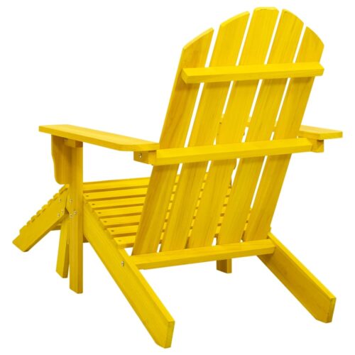 Garden Adirondack Chair with Ottoman Solid Fir Wood Yellow - Image 4