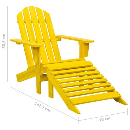 Garden Adirondack Chair with Ottoman Solid Fir Wood Yellow - Image 8
