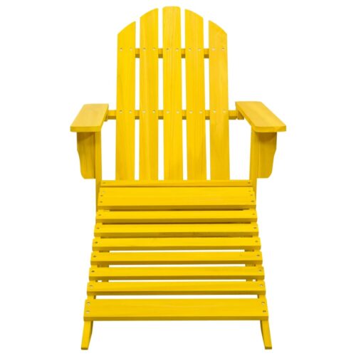 Garden Adirondack Chair with Ottoman Solid Fir Wood Yellow - Image 9
