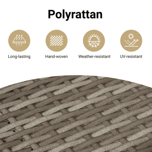 Glass Top Side Table Wicker Rattan Outdoor Patio Lounge Garden Coffee Stand Grey 55x37cm - Image 10