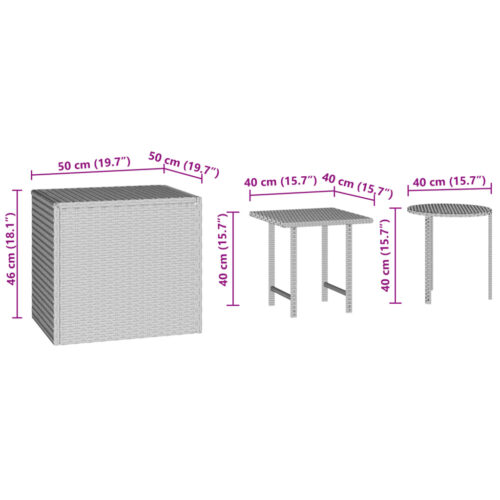 Garden Side Tables 3pcs Black Poly Rattan - Image 7