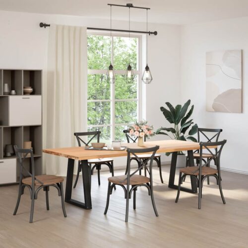 Dining Table Legs V-Shape 2pcs Black 60x(72-73)cm Steel - Image 2