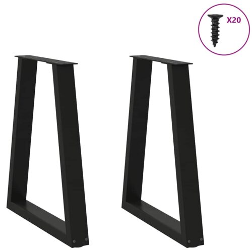 Dining Table Legs V-Shape 2pcs Black 60x(72-73)cm Steel - Image 3