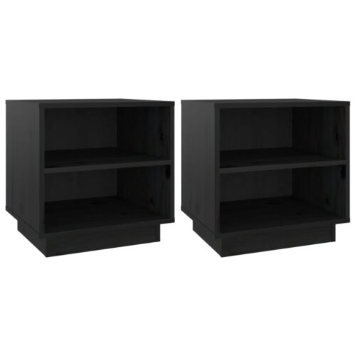 Bedside Cabinets 2pcs Black 40x34x40cm Solid Pine Wood