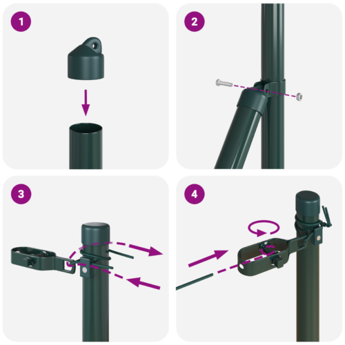 Fence Posts 7pcs Green 32mm 170cm Galvanised Steel - Image 7
