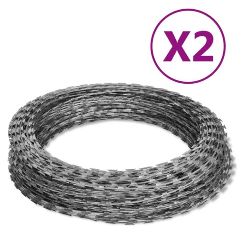 Razor Wires Helical Wire Rolls 2pcs Galvanised Steel 60 m