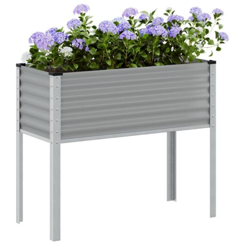 Garden Planter Grey 100x41x90cm Steel - Image 2