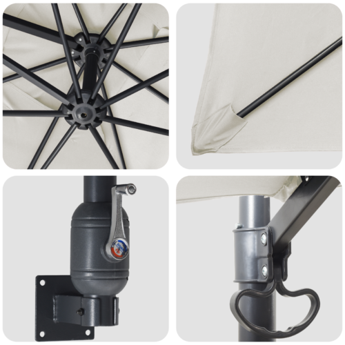 Patio Umbrella Sand Polyester Aluminium Large Foldable - Image 7