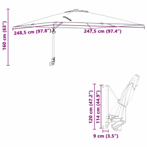 Patio Umbrella Sand Polyester Aluminium Large Foldable - Image 9