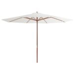 Garden Umbrella Outdoor Patio Beach Cantilever Parasol with Wooden Pole 350cm Sand White