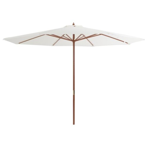 Garden Umbrella Outdoor Patio Beach Cantilever Parasol with Wooden Pole 350cm Sand White