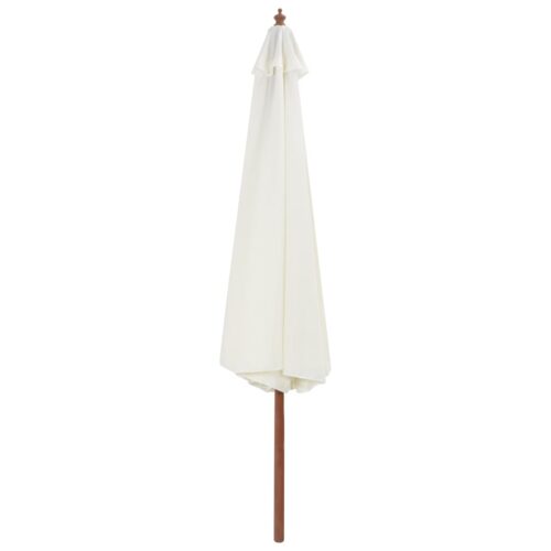 Garden Umbrella Outdoor Patio Beach Cantilever Parasol with Wooden Pole 350cm Sand White - Image 2