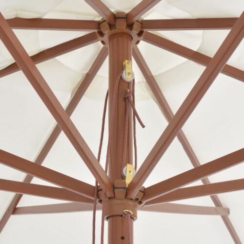 Garden Umbrella Outdoor Patio Beach Cantilever Parasol with Wooden Pole 350cm Sand White - Image 3