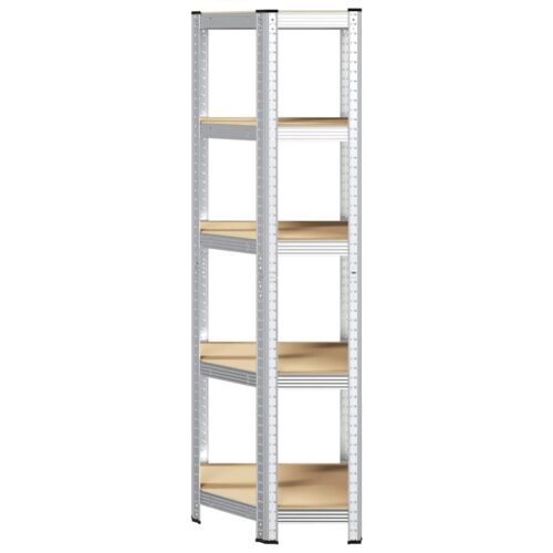 5-Layer Corner Shelf Silver Steel Engineered Wood - Image 4