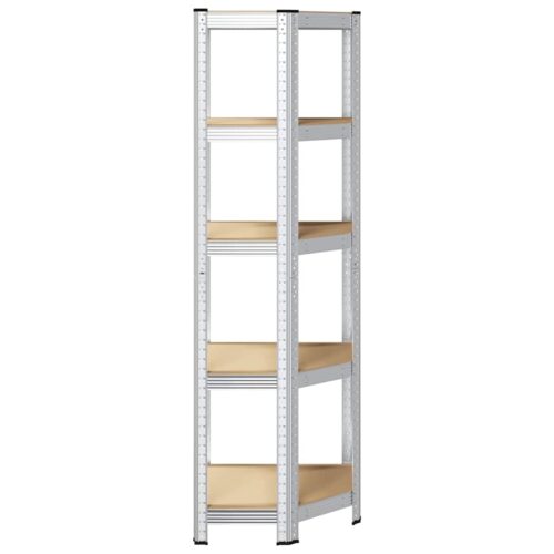 5-Layer Corner Shelf Silver Steel Engineered Wood - Image 5
