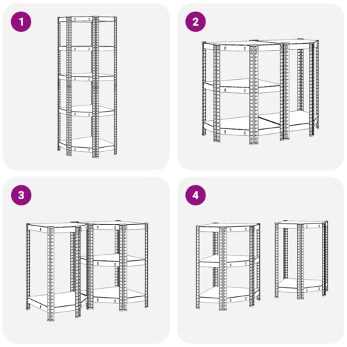 5-Layer Corner Shelf Silver Steel Engineered Wood - Image 7