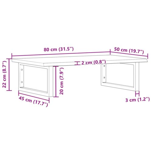 Basin Shelf Wall Mounted Steel Solid Wood Oak - Image 11