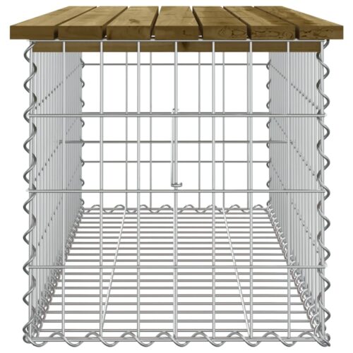 Gabion Garden Bench Outdoor Patio Wooden Pine Park Seat Chair Steel 103x44x42cm - Image 4
