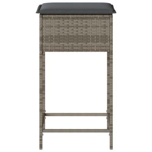 Outdoor Garden Stool Wicker Rattan Patio Ottoman Bench Seat 2pcs Grey - Image 5