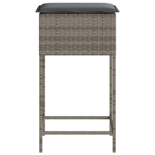 Outdoor Garden Stool Wicker Rattan Patio Ottoman Bench Seat 2pcs Grey - Image 6