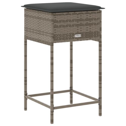 Outdoor Garden Stool Wicker Rattan Patio Ottoman Bench Seat 2pcs Grey - Image 7