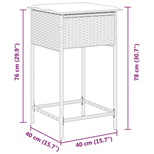 Outdoor Garden Stool Wicker Rattan Patio Ottoman Bench Seat 2pcs Grey - Image 9