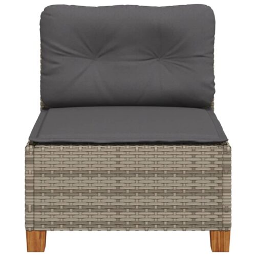 Garden Sofa with Cushions Grey Wicker Rattan Outdoor Patio Lounge Cough Chairs Furniture - Image 4