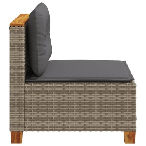 Garden Sofa with Cushions Grey Wicker Rattan Outdoor Patio Lounge Cough Chairs Furniture - Image 5