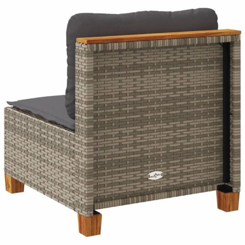 Garden Sofa with Cushions Grey Wicker Rattan Outdoor Patio Lounge Cough Chairs Furniture - Image 6