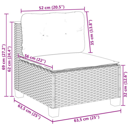 Garden Sofa with Cushions Grey Wicker Rattan Outdoor Patio Lounge Cough Chairs Furniture - Image 8