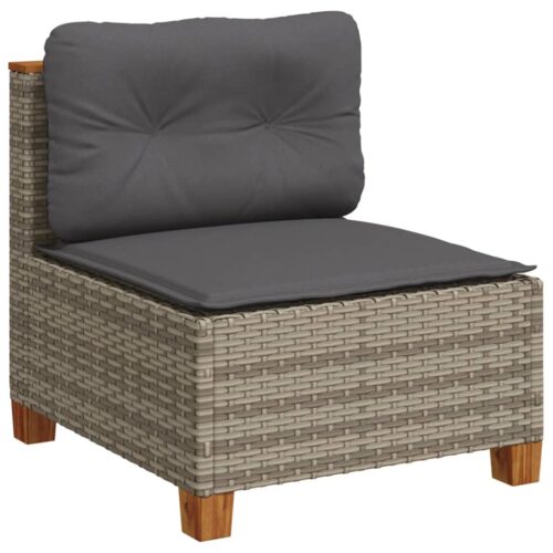 Garden Sofa with Cushions Grey Wicker Rattan Outdoor Patio Lounge Cough Chairs Furniture - Image 10