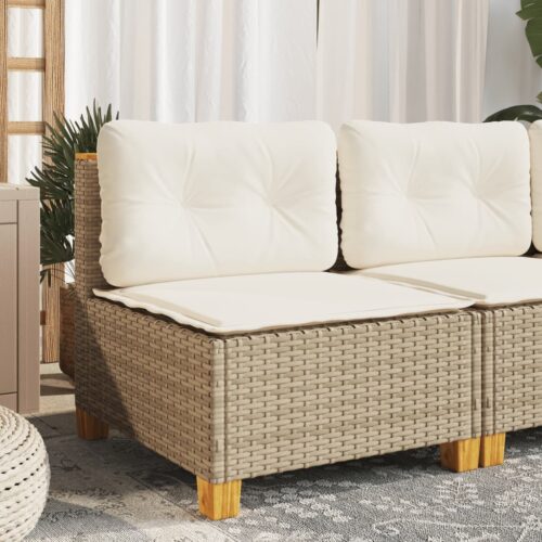 Garden Sofa with Cushions Beige Wicker Rattan Outdoor Patio Lounge Cough Chairs Furniture - Image 3