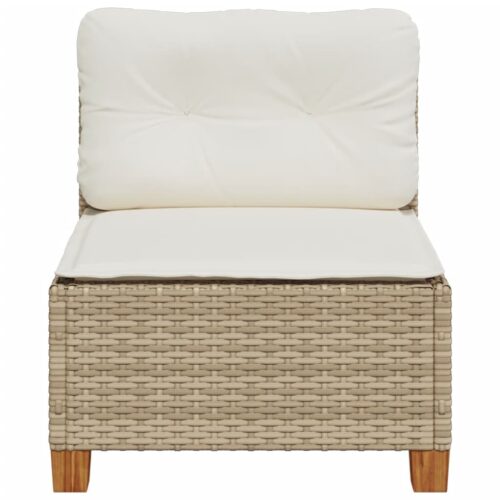 Garden Sofa with Cushions Beige Wicker Rattan Outdoor Patio Lounge Cough Chairs Furniture - Image 4