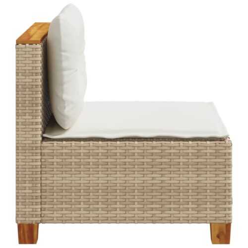 Garden Sofa with Cushions Beige Wicker Rattan Outdoor Patio Lounge Cough Chairs Furniture - Image 5