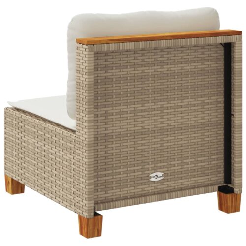 Garden Sofa with Cushions Beige Wicker Rattan Outdoor Patio Lounge Cough Chairs Furniture - Image 6