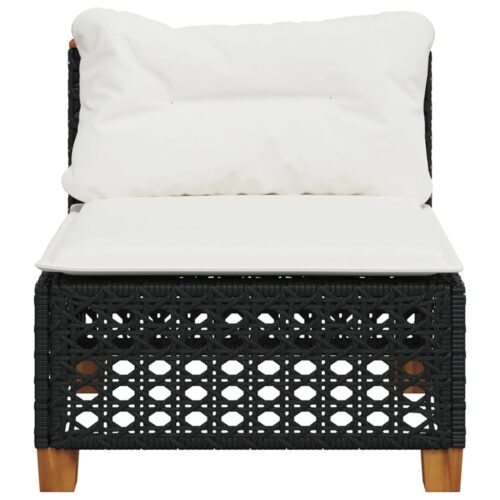 Garden Sofa with Cushions Black Wicker Rattan Outdoor Patio Lounge Cough Chairs Furniture - Image 4
