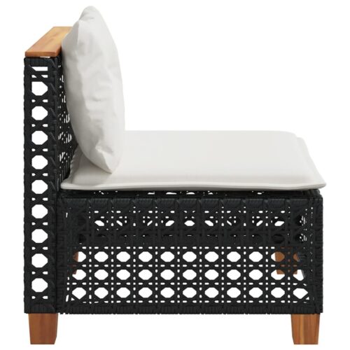 Garden Sofa with Cushions Black Wicker Rattan Outdoor Patio Lounge Cough Chairs Furniture - Image 5