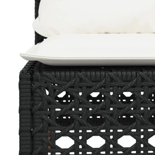 Garden Sofa with Cushions Black Wicker Rattan Outdoor Patio Lounge Cough Chairs Furniture - Image 7