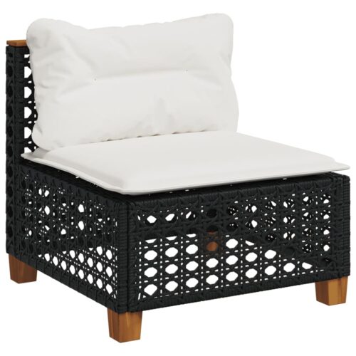 Garden Sofa with Cushions Black Wicker Rattan Outdoor Patio Lounge Cough Chairs Furniture - Image 10