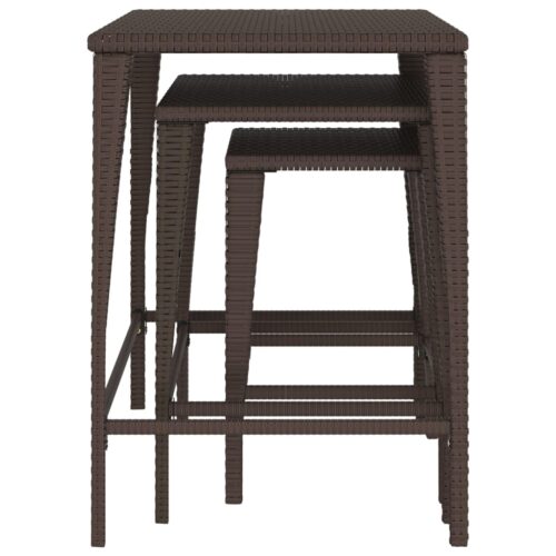 Garden Nesting Tables 3pcs Brown Poly Rattan - Image 4