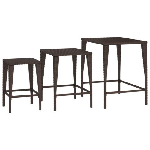 Garden Nesting Tables 3pcs Brown Poly Rattan - Image 6