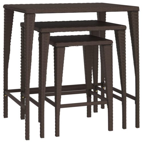 Garden Nesting Tables 3pcs Brown Poly Rattan - Image 9