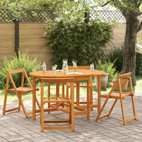 Foldable Butterfly Garden Table 110x60x72cm Solid Acacia Wood Oval - Image 2