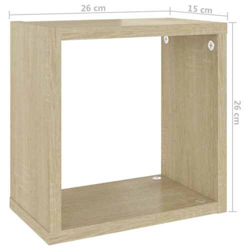 Wall Cube Shelves 6pcs White Sonoma Oak 26x15x26cm - Image 12