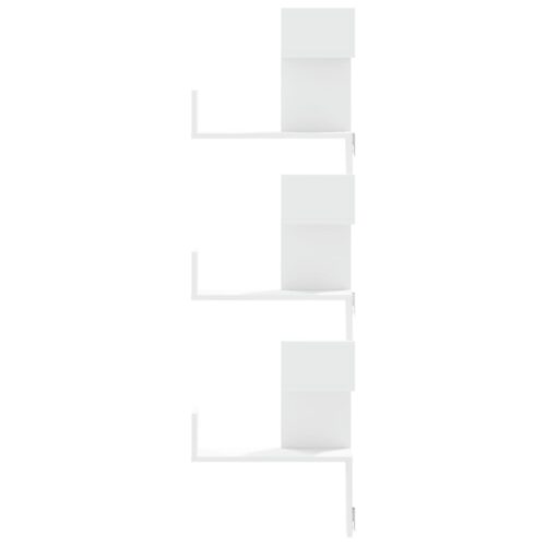 Wooden Wall Corner Shelf White 45x45x147cm - Image 4